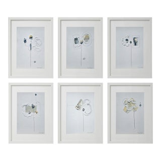 Set of 6 - Natural Color Palette Organic Modern Botanical Flower Original Oil Paintings / Contemporary Herbarium / Earth Tones / Curly Forms For Sale