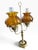 Hollywood Regency Large Vintage Deena Products Co. #267 Brass Twin-Arm Hurricane Lamp With Amber Hobnail Glass For Sale - Image 3 of 8