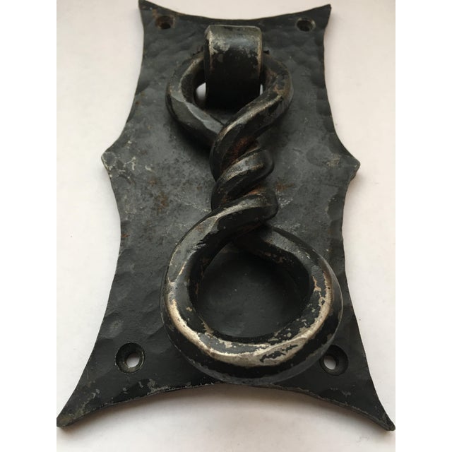 1930s Handmade Hammered Iron With Forged Twisted Door Knocker For Sale - Image 5 of 6