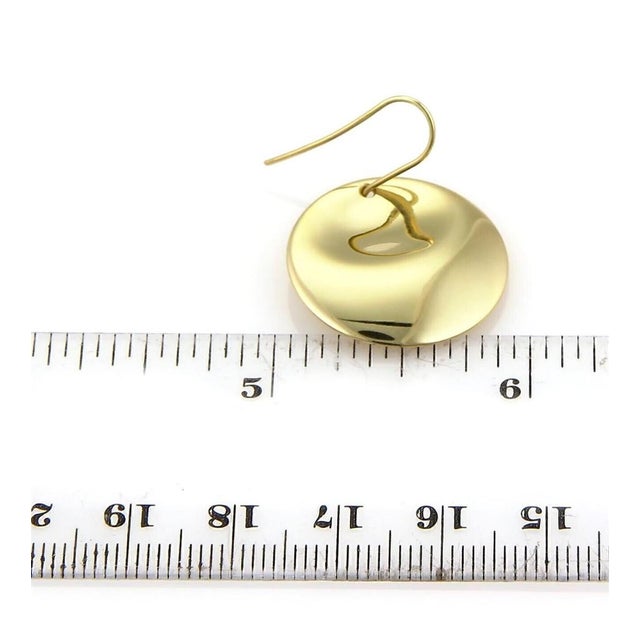Mid 20th Century Mid 20th Century Pair of Tiffany & Co. Peretti 18k Yellow Gold Dangle Round Earrings For Sale - Image 5 of 5