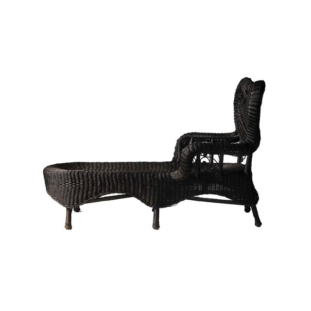 Antique Victorian Wicker Chaise Lounge Chair For Sale In Providence - Image 6 of 6
