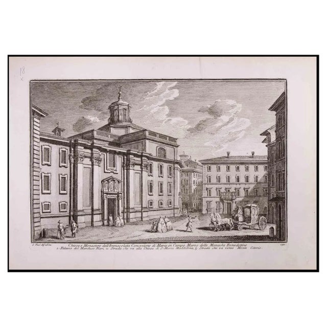 Giuseppe Vasi, Monastero e Chiesa dell'Immacolata, Etching, Late 18th Century For Sale