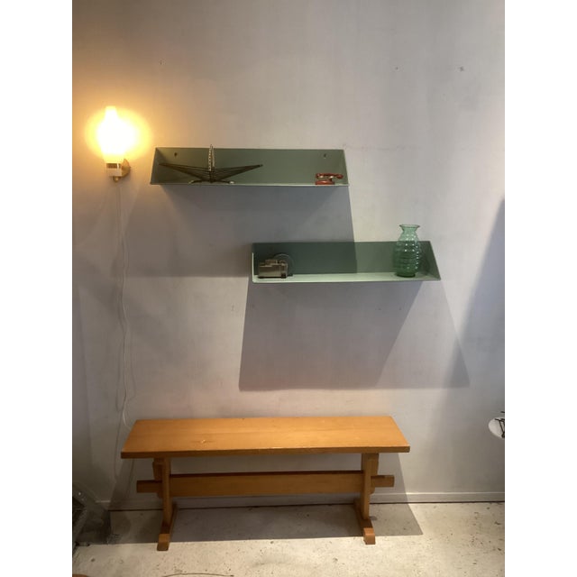 Vintage Industrial Shelves in Olive Green Metal, 1980s, Set of 2 For Sale - Image 6 of 7