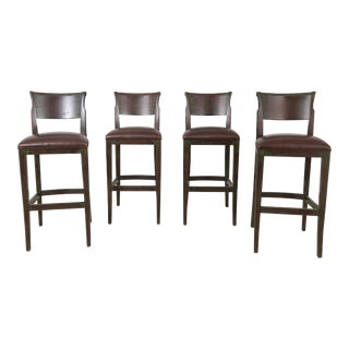Set of 4 Lorts Distressed Primitive Finish Bar Stool Chairs For Sale