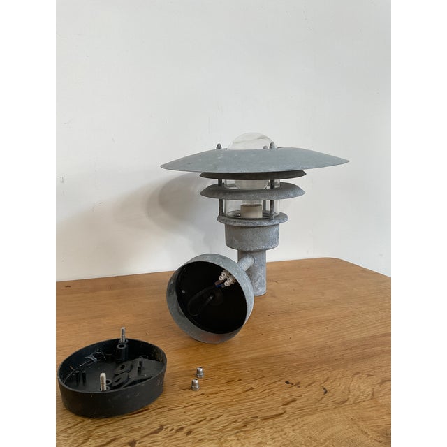 Metal Late 20th Century Nordlux 'Pheonix' Galvanized Steel Outdoor Sconce With Glass Shade For Sale - Image 7 of 8