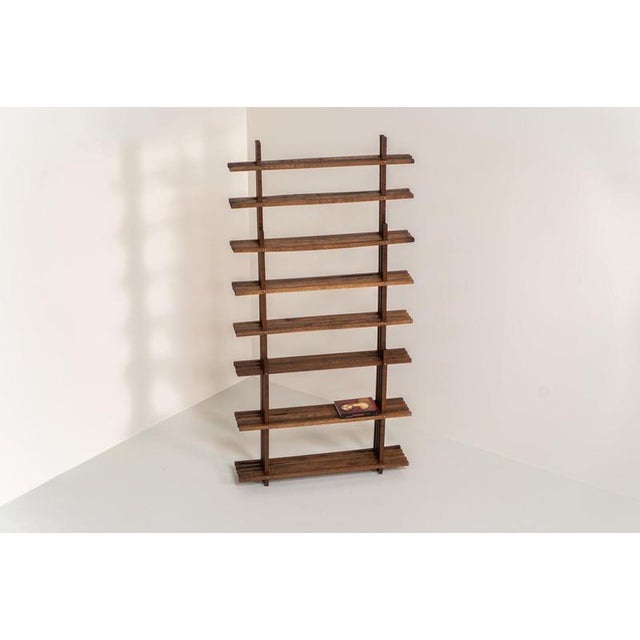 Brown Sculptural Wengé Slat Bookcase For Sale - Image 8 of 18