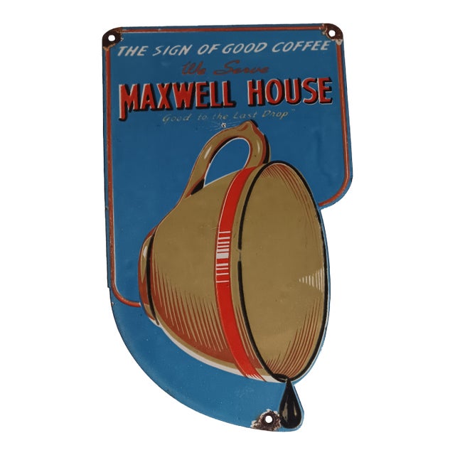 Maxwell House Restaurant Enamel on Steel Sign For Sale