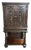 Antique 1920's Hand Carved Walnut Bar Cabinet, Jacobean Revival, Refinished For Sale