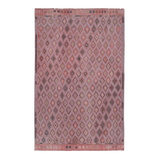 Vintage Embroided Jajim Kilim Rug 5'5'' X 8' For Sale