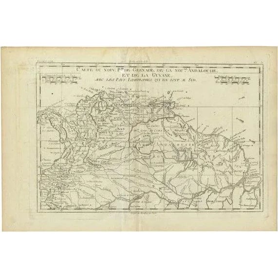 Map of Guiana and Andalusia in South America by Bonne, 1780 For Sale - Image 5 of 5
