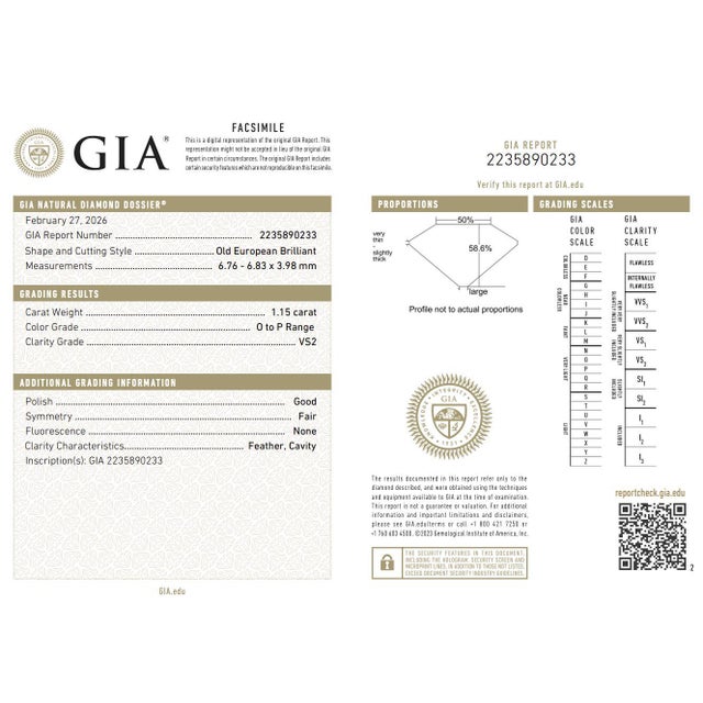 Metal Vintage Gia 2.20 Carat Old European Cut Diamond 18k White Gold Engagement Ring, Size 7.5 For Sale - Image 7 of 8
