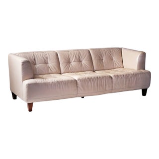 Alessia Italian Off White Leather Sofa For Sale