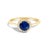 Contemporary 10K Yellow Gold Blue Sapphire and 3/8 Cttw Diamond Halo Jewelry Set (Earrings, Pendant & Ring) For Sale - Image 3 of 6