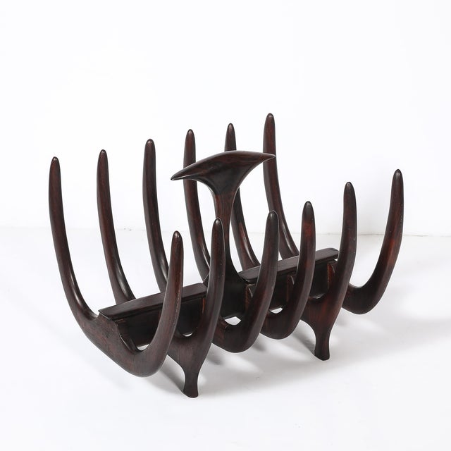 Mid-Century Modernist Sculptural Osseous Form Magazine Stand in Rosewood For Sale - Image 16 of 18