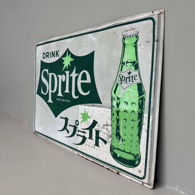 Mid-Century Modern Metal Advertising Board for Sprite, Japan, 1970s For Sale - Image 3 of 10