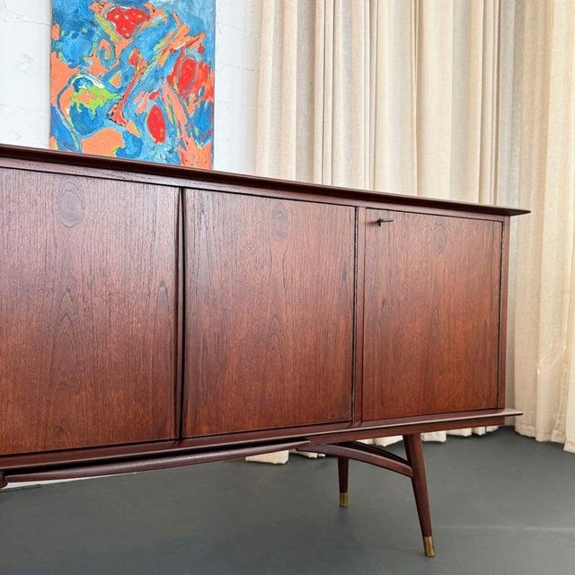 1960s Scandinavian Modern Teak Sideboard Credenza With Pull-Out Tray For Sale - Image 11 of 13