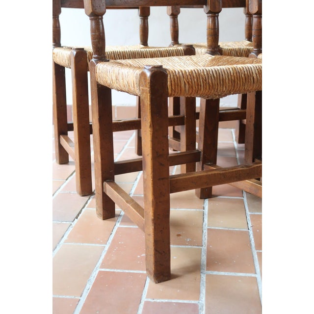 Oak and Rush Dining Chairs in the style of Charles Dudouyt, France, 1940s, Set of 6 For Sale - Image 11 of 18