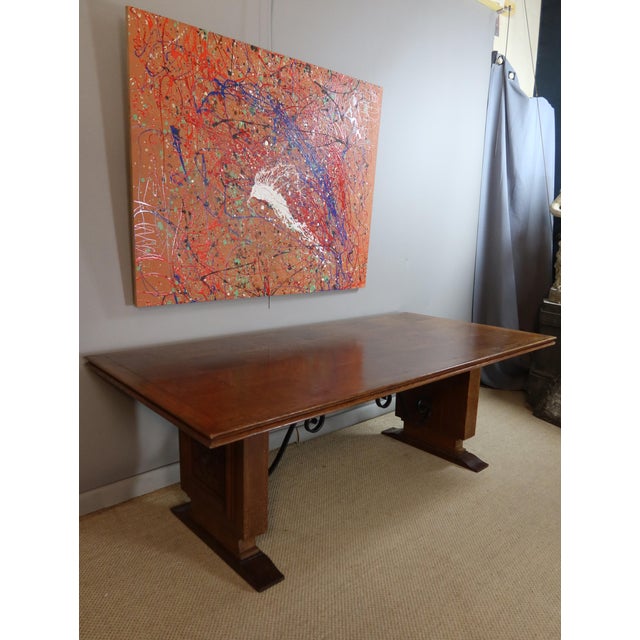 Large Art Deco Oak Table, 1930s For Sale - Image 15 of 16