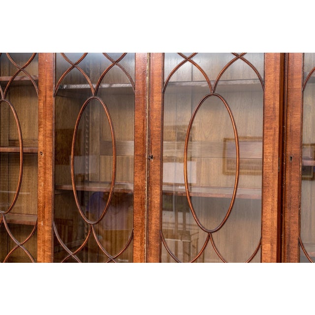 Antique Georgian Style Burl Wood Breakfront Cabinet For Sale - Image 12 of 14