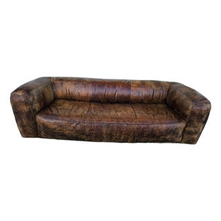 Distressed Vintage Leather Sofa For Sale