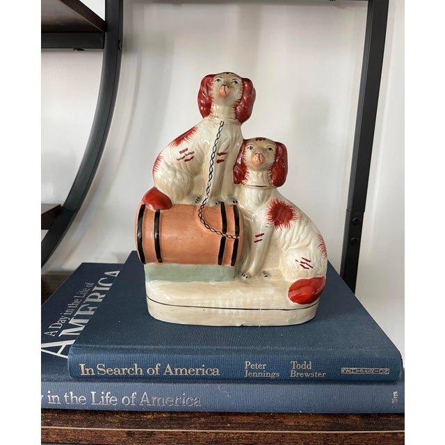 Ceramic Antique Staffordshire Spaniels Figurine C. Early 1900s For Sale - Image 7 of 11