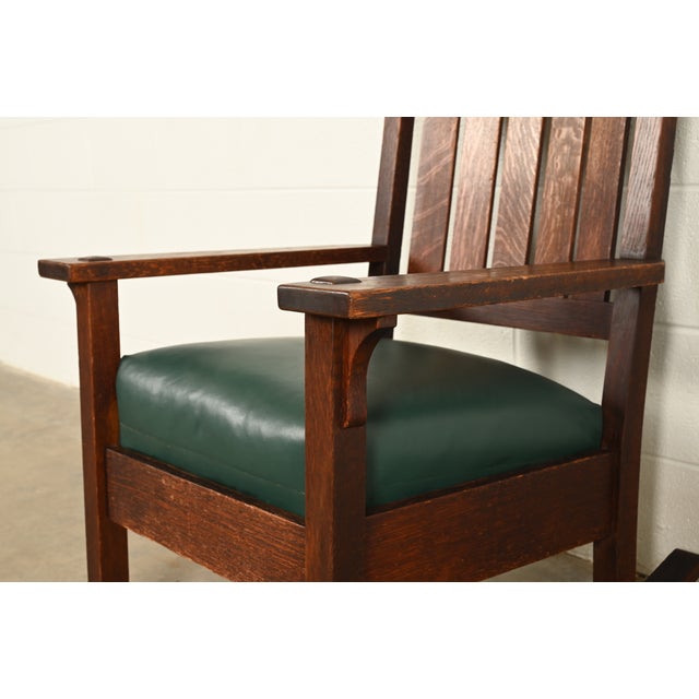 Wood Gustav Stickley Antique Mission Oak Arts & Crafts Rocking Chair | Circa 1910 For Sale - Image 7 of 13