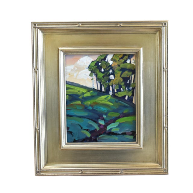 2020s Original William Hawkins Mountain Landscape Oil Painting Including the Antiqued Silver Wood Frame For Sale - Image 5 of 5