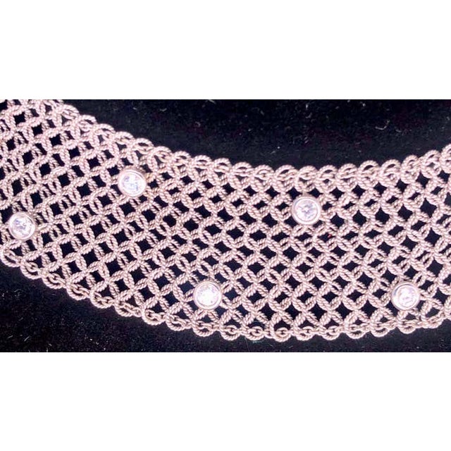 Antique White Estate Art Deco Style 18 Karat White Gold and Diamond Mesh Necklace For Sale - Image 8 of 12