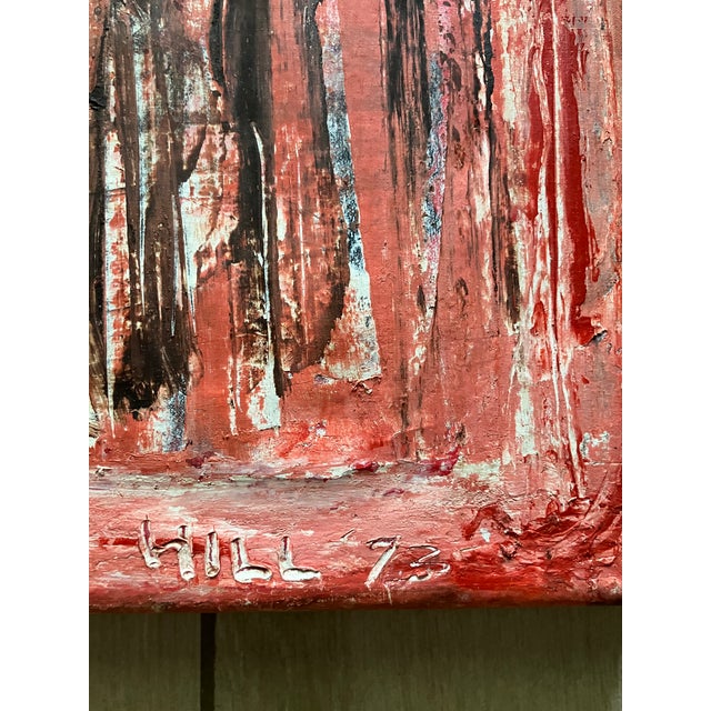 1970s 1970s Pair of Abstract Paintings on Canvas, Signed "Hill '73", Labeled St. Martins College of Art For Sale - Image 5 of 11