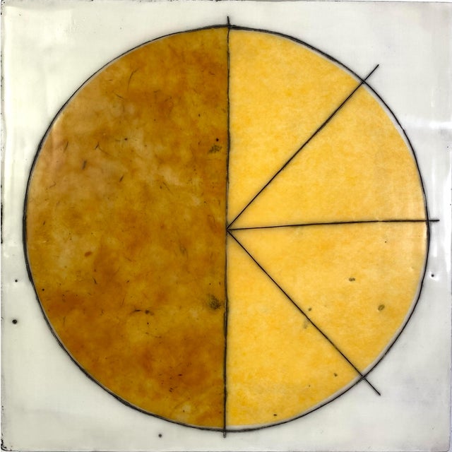 Twelve 8x8 cradled wood panels make up this encaustic mixed media art piece. In the photo they are hanging spaced...