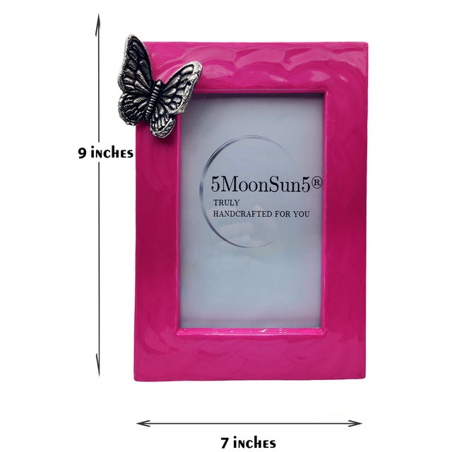 Pink Butterfly Heart Cremation Urn With Hand Stand With Picture Frame With Silver Butterfly 7x9 Inches | Memorial Keepsake for Ashes, For Sale - Image 13 of 14