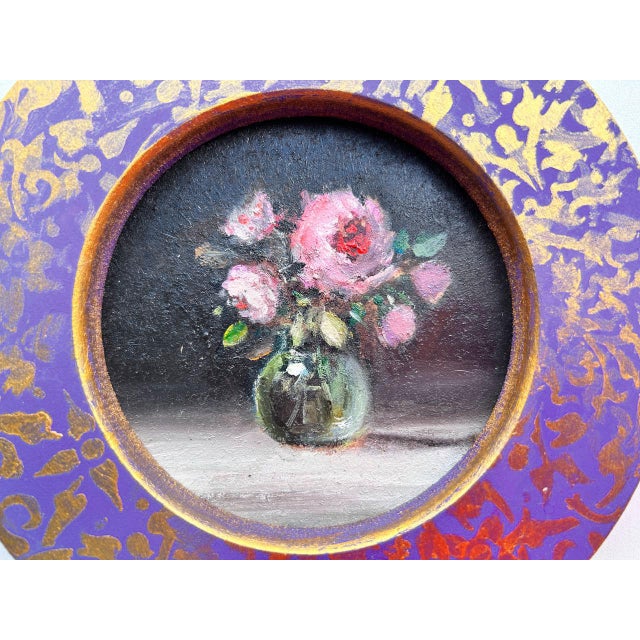 2020s Framed Original Floral Painting Golden Antique Style Wall Decor by Valeriya Serova For Sale - Image 5 of 8