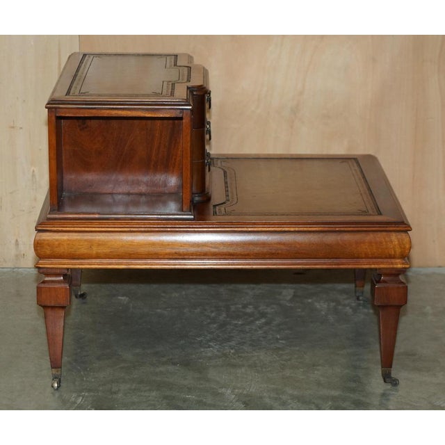 Leather Side End Book Tables with Drawers, Set of 2 For Sale - Image 10 of 18