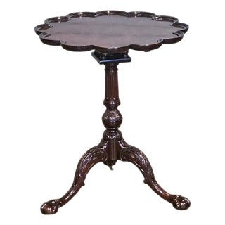 Baker Stately Home Chippendale Mahogany Pie Crust Table Claw and Ball Feet For Sale