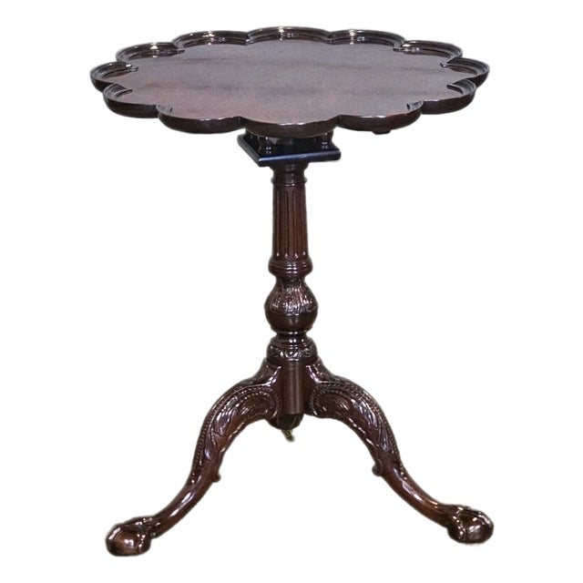 Baker Stately Home Chippendale Mahogany Pie Crust Table Claw and Ball Feet For Sale