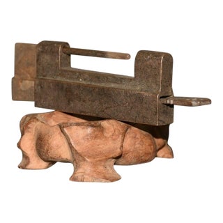 Vintage Solid Brass Rectangular Slide Lock / Puzzle Lock For Sale