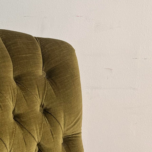 1960s Vintage Italian Bedroom Chairs in Green Velvet, 1960s, Set of 2 For Sale - Image 5 of 11