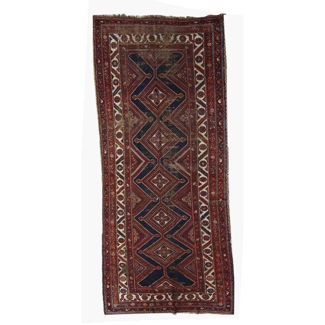 1900 - 1909 1900s Handmade Distressed Persian Shiraz Rug For Sale - Image 5 of 5