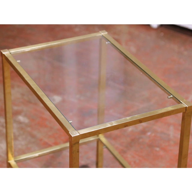 Mid 20th Century Mid-Century French Maison Jansen–Style Gilt Metal and Glass Side Table For Sale - Image 5 of 7