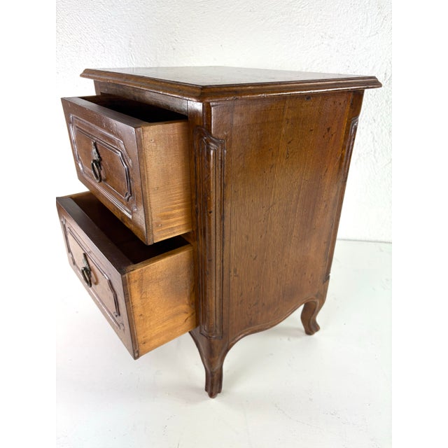 1950s Vintage Walnut Italian Miniature Two Drawer Chest For Sale - Image 5 of 9