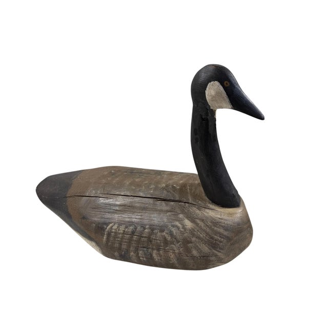 Arts & Crafts Vintage 20th Century Large Hand Carved and Painted Wood Canada Goose Decoy 18" For Sale - Image 3 of 8
