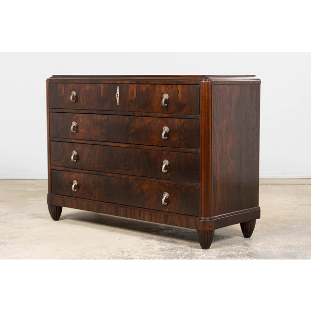 1930s French Art Deco Rosewood Chest of Drawers For Sale - Image 9 of 18