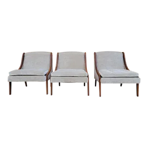 Mid Century Modern Ben Seibel Slipper Chairs Set Newly Reupholstered - 3 Piece Set