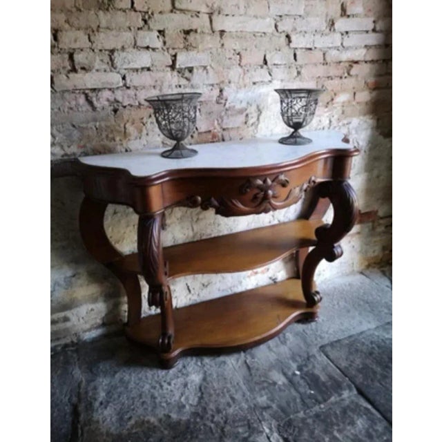 Antique French Empire Napoleon III Console Table in Mahogany, 1860 For Sale - Image 6 of 18