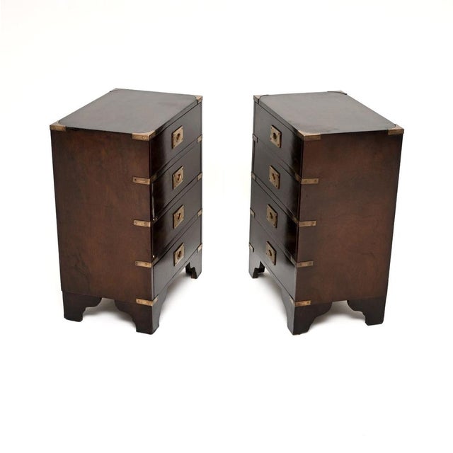Military Campaign Bedside Chests, 1930, Set of 2 For Sale - Image 3 of 11
