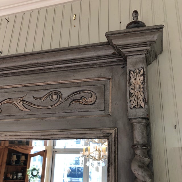 Wood Late 19th Century Painted Barley Twist Trumeau Mirror For Sale - Image 7 of 9