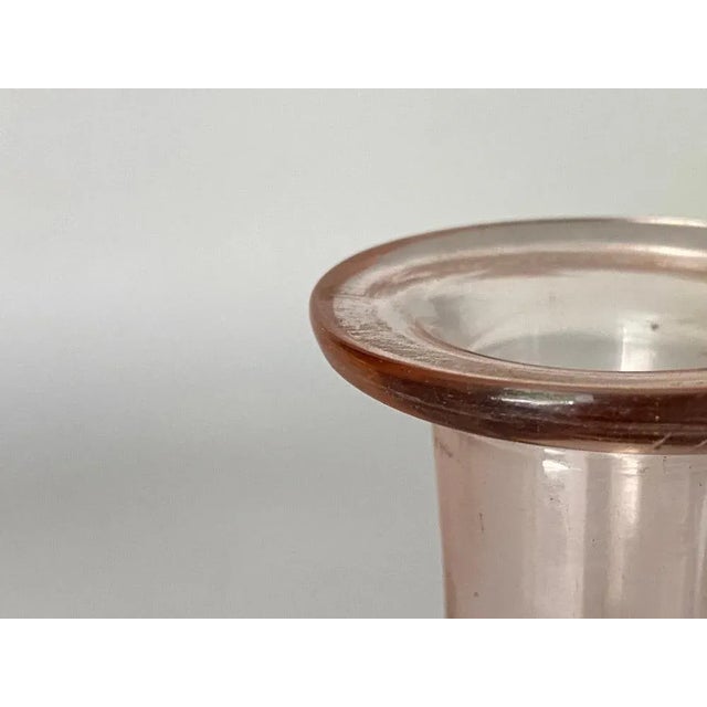 1940s Vintage Pink Glass Bottle with Black Cap, France, 1940 For Sale - Image 5 of 11