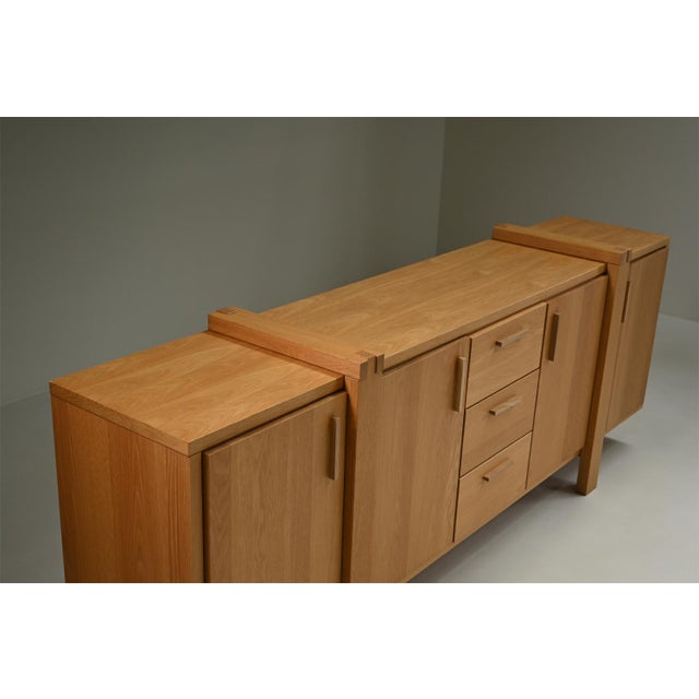 Large Brustalist Oak Sideboard, Belgium, 1990s For Sale - Image 6 of 9