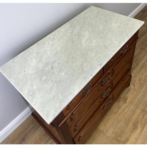 Vintage French Style Chest of Drawers with Marble Top For Sale - Image 14 of 16