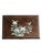 Beautiful vintage chinoiserie style jewelry box cabinet made of brown lacquered wood in a marble pattern with floral...